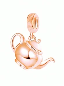 1 chiếc hạt charm hình trái tim và hoa màu vàng hồng lấp lánh, phù hợp với vòng tay hoặc dây chuyền dạng rắn nguyên bản, dùng để tự làm trang sức bạc 925, quà tặng trang sức cho nữ, con gái. - Hoa hồng vàng - Xem 38