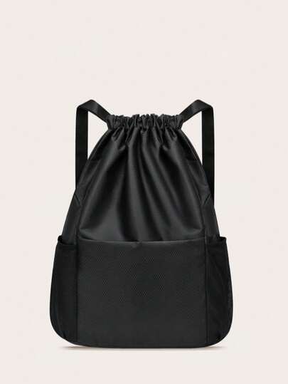 Unisex Drawstring Solid Color Fitness Bag With Dual Handles, Suitable For Outdoor Sports And Gym Training