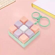 Llavero de teclado mecánico mini, accesorio de escritura portátil, perfecto para viajes y uso de oficina. Este llavero (equipado con teclas de colores y cadena - 9 cuadrículas - Ver 10