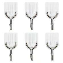 6pcs Creative Plastic Adhesive Hooks No Drill Wall Door Hanger Punch Free Self Adhesive Hook For Bathroom Home Kitchen - Multicolor - View 6