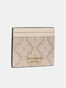 Kate Spade Ví KS Signature Series, ví đựng thẻ, hộp đựng thẻ, ví siêu mỏng bỏ túi trước, bao đựng thẻ siêu mỏng chống RFID. - Màu be - Xem 5
