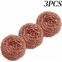 Wire Metal Copper Scourer Pads 3 Pack - Spiral Copper - Long Lasting Scourer For Cleaning - Heavy Duty Scrubber - default - 查看 4