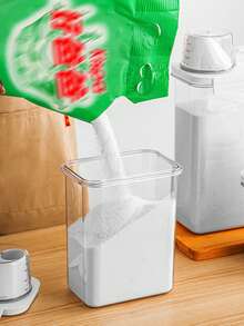 1个带密封盖的塑料洗衣液分配器 - 防漏储物罐，容量可选1100毫升、1800毫升或2300毫升，密封粉状/液体皂收纳盒，适用于厨房、浴室、洗衣房、食品储藏室、衣柜、酒店、宿舍等场所，节省空间，透明瓶罐，可用于收纳洗衣机用品。 - 彩色 - 查看 6