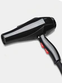 1pc High-Power Hair Dryer With Nozzle & Diffuser, Nylon Shockproof Material, 2 Switches, Multiple Speed & Temperature Settings - Black - View 9