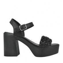 Plataforma Sandalia STYLO para Mujer 428 con Plataforma y Tacón Grueso Diseño Trenzado Ajustable Cómoda para Fiestas Salidas y Eventos Especiales - Negro - Ver 2