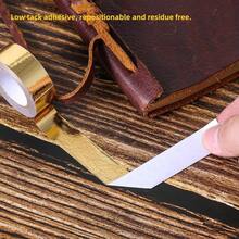 Solid Foil Washi Tape - Low Tack Self Adhesive Decorative Washi Tape Shiny Metallic Color - 3/5 Inch Wide And 66 FT Long Total, Gold - Gold - View 4