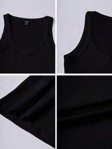PariChic Minimalist Sexy Sporty Knit Camisole Tank Top, Slim Fit - Black - View 5