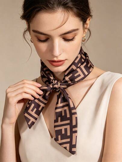 Moemton Two-Tone Geometric Logo Scarf With Soft Finish - Versatile Accessory To Elevate Basic Tees, Jackets And Off-Duty Looks