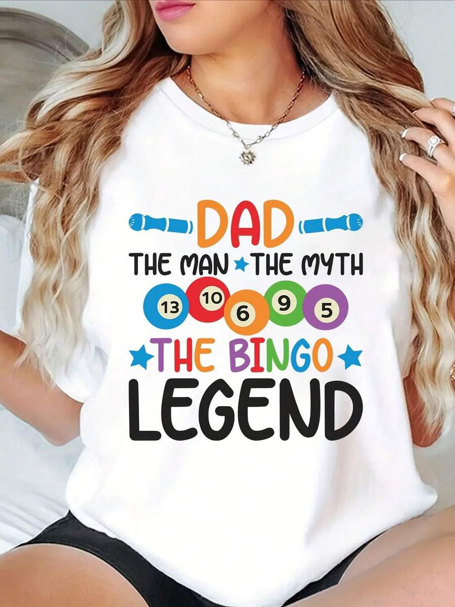 1pc de divertida camiseta gráfica con Sves corto y un cuello redondo, perfecto para el uso casual en verano y primavera, diseñado para mujeres