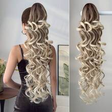 Tóc nối đuôi ngựa dạng càng cua 32 inch, kiểu ombre sóng sâu, mềm mại, chịu nhiệt, làm từ sợi tổng hợp, thích hợp cho nữ sử dụng hàng ngày. - Ombre - Xem 17