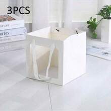12pcs 15*15*15cm Square Clear Window Kraft Paper Bags, Daily Necessities Packaging Handheld Bags, Birthday Gift Boxes, Small Potted Plant Flower Paper Handbags, Suitable For Birthday, Wedding, Valentine's Day, Easter - as shown - View 25
