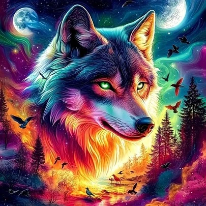 5D Diamond Painting Kit, Wolf King Full Drill Diamond Art Embroidery, Wall Decor Gift, Suitable For Adults And Beginners