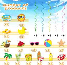 Summer Pool Beach Hanging Swirls Banner Decor 30 Pack Foil Ceiling Hanging Swirls Streams Banner Decorations Garland For Kids Luau Hawaii Celebrating Events Birthday Party Supplies Room Wall Decor - Trắng - Xem 4