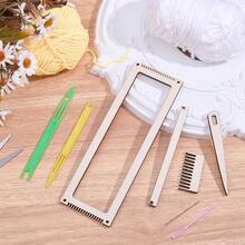 CRAFTYMELODY 9Pcs Wood Weaving Loom Kit Rectangle Small Weavings Looms Kit Wooden Woven Braiding Disk Macrame Board Kumihimo Beading Cord Disk Blanched Almond For Adult Home Weaving Projects - White - View 4