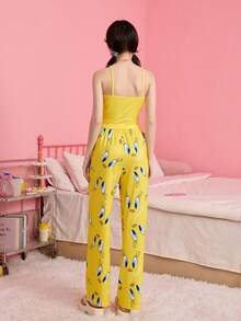 Noctvar OBM Sleepwear X LOONEY TUNES 女士兩件式睡衣：黃色碎花吊帶背心 + 印花家居褲，柔軟舒適家居服 - 黃色 - 查看 9