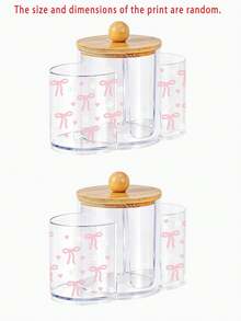 1 pièce Boîte de rangement en plastique transparent avec couvercle en bambou motif nœud rose, 3 en 1. Avec 3 trous ronds, boîte de rangement de cosmétiques de bureau. Avec 3 compartiments, boîte de rangement pour maquillage transparente - Boîte de rangement de coiffeuse moderne avec couvercle, organisateur de vanité de salle de bain, convient pour les pinceaux de maquillage, les rouges à lèvres, les outils de maquillage, le sac de rangement de cosmétiques, la boîte de rangement de cosmétiques, les accessoires de vanité, le sac de cosmétiques, le coffret à bijoux, le porte-pinceau de maquillage, la boîte de rangement de parfum, cadeau pour femme, cadeau pour dame - Multicolore - Voir 9
