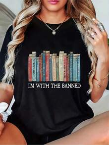 Estoy con el Prohibido r Prohibidos Libros Bookworm T-Shirt - Prohibidos libros semana camiseta gráfica, Uni suave transpirable camisetara hombres y mujeres, uste casual, libro Censura conciencia regalo - Negro - Ver 2