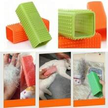 Bàn chải silicon loại bỏ lông thú cưng, dụng cụ chải chuốt cho mèo, lược làm sạch, lược hình khối, lược tỉa lông rụng cho mèo và chó, dụng cụ massage cho thú cưng. - Nhiều màu - Xem 5