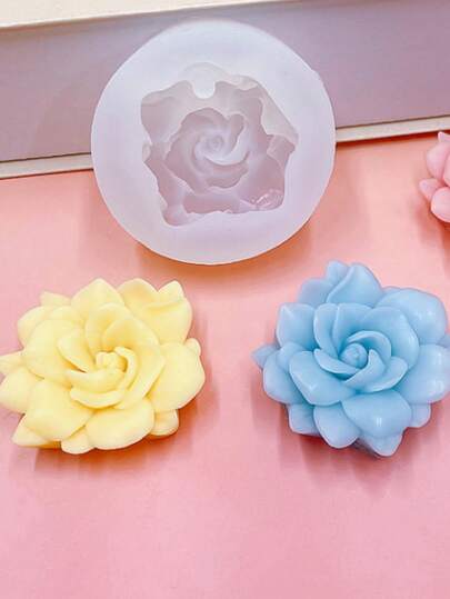 1pc Gardenia Flower Shaped Fragrance Stone Mold, Silicone Mold With Pre-Drilled Hole, Clear Petal Texture, Suitable For Wardrobe Decor, Keychain, Car Air Vent Fragrance Clip, Reusable And Heat-Resistant Mold