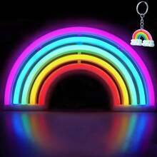 1 pièce Enseigne lumineuse néon arc-en-ciel 5 couleurs alimentée par batterie ou USB, taille arc-en-ciel 30x16,5cm environ 11,8x6,49in, lumière LED convenant pour la décoration murale de la maison, de la chambre, la décoration de fête, le bar, la salle de jeux, l'anniversaire, la Saint-Valentin, la Fête des enfants, la Fête des mères, Noël et plus encore - Blanc - Voir 4