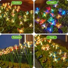 1个6LED太阳能彩色蝴蝶光纤地插灯，适用于庭院、花园、草坪、小路、婚礼、求婚、露营、惊喜装饰、露台、节日[太阳能供电] - 蝴蝶 - 查看 5
