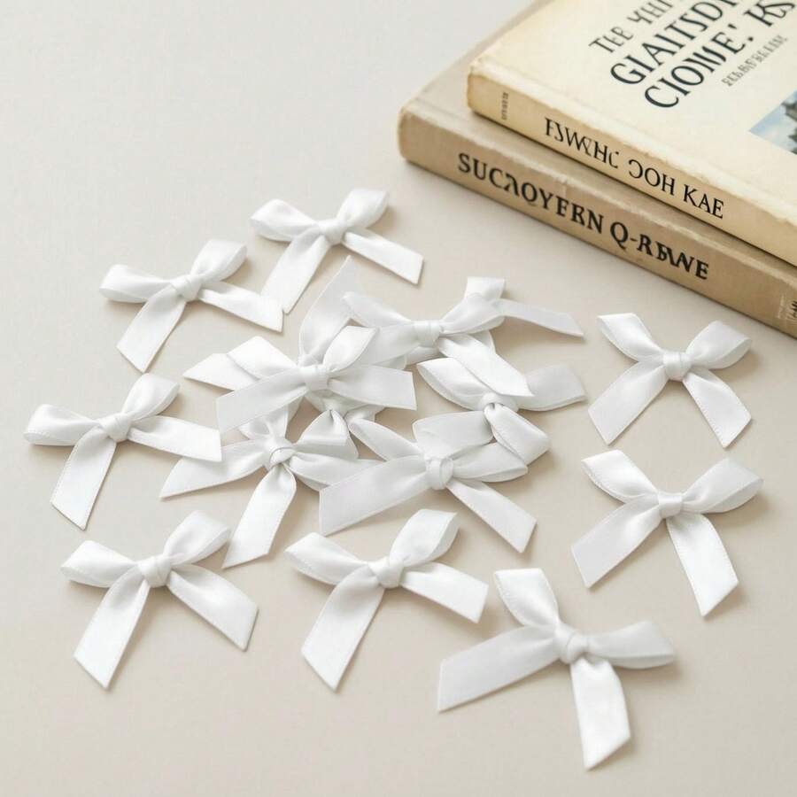 50pcs/Pack 4cm Satin Ribbon Bows, Multi-Color Options, Suitable For Gift Wrapping, Hairclip & Headpiece DIY, Ideal For Back To School And Valentine's Day