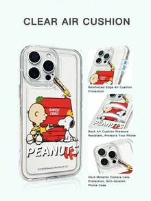 1 st nytt luftkudde, fallskyddande telefonskal, officiellt auktoriserat minimalistiskt mönster med Peanuts-tecknad film och Snoopy, unik design, tjockt skyddande skal, kompatibelt med Apple iPhone 17 ProMax/Air, 16, 11/12/13/14 Plus, XR, 15 ProMax - Genomskinlig - Visa 2