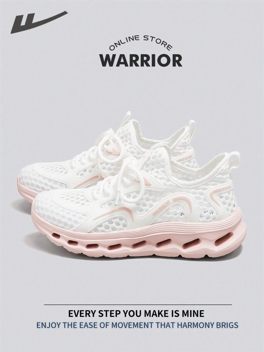 WARRIOR 女款时尚复古运动鞋,春夏舒适跑步鞋,简约休闲又不失时尚感,四季皆宜,耐磨耐穿,适合全天穿着的训练鞋。 - 白/粉 - 查看 1