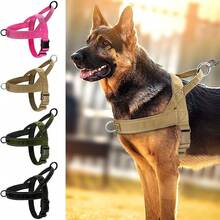 戰術防拉狗胸背帶－尼龍可調節式大型犬用，戶外訓練背心附手把與反光條 - 彩色 - 查看 3