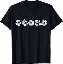 Aloha Hawaiian Hibiscus Flower Surfer T-Shirt - Summer Tops - Black - View 7