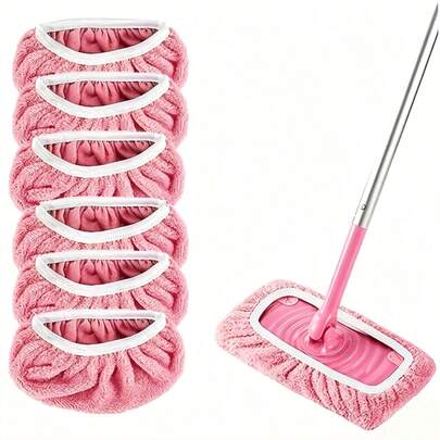 6 Peças Refis de Mop Reutilizáveis - Laváveis, Panos Planos para Chão com Alta Absorção para Limpeza Seca e Úmida, Fácil de Limpar, Feitos de Fibra de Poliéster (Mop Não Incluído)