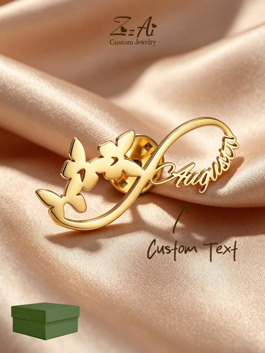 1pc Custom Name Brooch Butterfly, Personalized Brooch, Groom's Proposal Gift, Groomsman's Proposal, Groom's Brooch, Bride's Gift, Wedding Gift, Mother's Day Gift - Multicolor - View 1