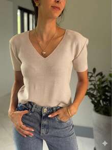 Modal Knit Blouse With V-Neck - Summer 2026 - Arena - Ver 1