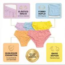 Kit com 06 Calçolas Lisa Adulto para Senhoras em Algodão 100% Calcinha Feminina Conforto e Qualidade. - Multicolorido - Visão 5