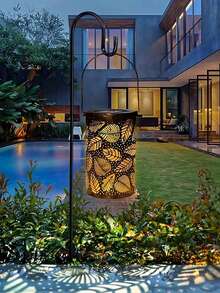 2pcs/1pc Solar Powered Hollow Portable Projection Lamp, Garden Lawn Path Decor Light, Leaf Hollow Projection Hanging On Ground, Light Sensor Activated, Suitable For Garden, Yard, Home, Outdoor, Small Pathway - Multicolor - View 9