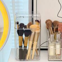 1pc Makeup Brush Holder With Lid, Dustproof Design Suitable For Eyebrow Pencils, Makeup Brushes, Hair Clips, Ideal For Vanity, Bathroom, Desk Storage, Brush Holder, Cosmetic Display - A - View 3