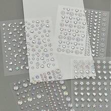 INS Style High-Quality Diamond Heart Stickers, DIY Asymmetrical Mini Diamond Stickers, Music Festival, Adhesive Diamond Stickers For Face & Eye Decoration, Laser Glitter Mini Stickers - Silver - View 17