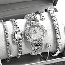 2pcs Set Elegant Crystal Watch & Heart-Shaped Diamond Bracelet, Fashionable, Minimalist, Luxury Women's Quartz Watch, Suitable For Festivals, Parties, Weddings, Gatherings And Daily Wear, Best Gift For Women - Silver - View 9