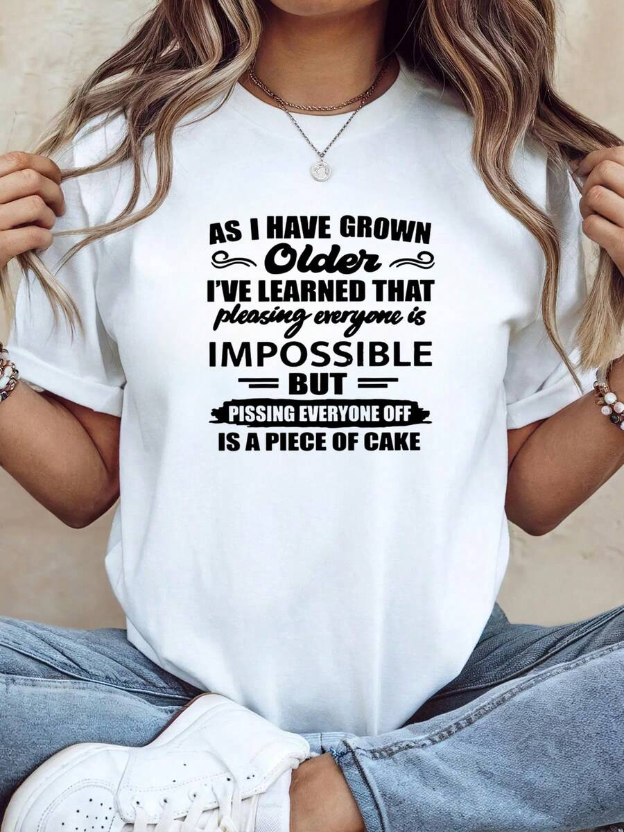 Como he crecido más vieja camiseta, divertida cita camiseta, verano Uni cuello redondo corto Sve, moda casual camiseta para mujeres hombres, transpirable y cómodo, regalo