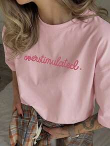 Camiseta casual de mujer de manga corta y cuello redondo - Estampado impreso, tela suave y cómoda, lavable a máquina, blusas de verano camisetas para mujer - Estilo - Ver 4