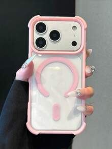 Four-Corner Thickened And Hardened Drop-Proof Case, Supports Magnetic Charging, Pink Phone Case, Compatible With IPhone 17 Pro Max/17 Pro/17/16 Pro Max/16/16 Pro/15/15 Pro/15 Pro Max/13/14 Pro Max/14 Pro/14 Pro Max. Hard Shell, Resistant To Yellowing. Acrylic Material. - Pink - Thickened Four Corners Upgraded Version - View 3