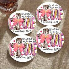 4/8/16pcs Inspirational Quotes Printed Round PET Coasters, Suitable For Patio, Kitchen, Living Room, Home Gatherings, Tabletop Decor, Gift For Friends & Family, Ideal For Valentine's Day, Mother's Day, Birthday, Wedding Party, Home Decor Accessories, Best Gift For Female Friends - Multicolor a - View 2