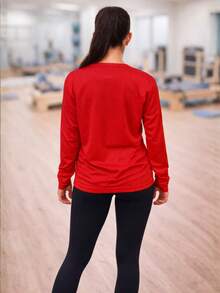 Women's Dry Fit Long Sleeve Basic T-Shirt, Lightweight And Comfortable - Merah - View 2