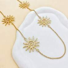 1 chiếc dây chuyền dài hình hoa hướng dương xoắn ốc kiểu Bohemian cổ điển, phóng khoáng, thanh lịch bằng kim loại, đa năng, phù hợp để đeo hàng ngày cho nữ. - Vàng - Xem 4