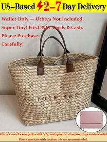 New Fashion Large Capacity Letter Decor Woven Straw Tote Bag, Minimalist Elegant Women Shoulder Handbag, Multi-Functional Commuter Casual Vacation Woven Straw Handbag, New Beach Vacation Shoulder Underarm Straw Large Bag, Eye-Catching Beach Bag Summer, Summer Straw Beach Bag For Women, Suitable For Commuting, Shopping, Beach Vacation And Beach. , Office, Holiday[US Local Warehouse]The Best Gift Choice, Birthday Gift,Holiday Bag - Nhiều màu - Xem 11