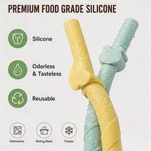 5pcs Reusable Silicone Straws, Includes 1 Cleaning Brush, 7.48 Inches Long, 0.2 Inches Wide, Soft & Bendable Premium Silicone Straws Suitable For Bubble Tea, Beverages, Juices - View 5