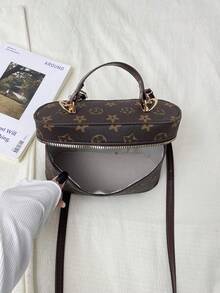 Bolso de mano con estampado floral retro en miniatura para mujer - Café integral - Ver 6
