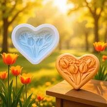 Khuôn silicon hình hoa tulip hình trái tim, khuôn silicon tự làm thủ công bằng sáp, thạch cao, xà phòng. - Mẫu 1 - Xem 3