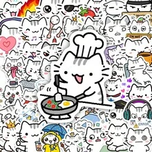 50 piezas de pegatinas con dibujos de gatos de dibujos animados, para decorar cuadernos y teléfonos - Pegatinas de gatitos albahaca de dibujos animados - Ver 7