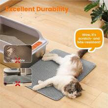 1pc Grey Cat Litter Mat, Small Size Litter Box Mat, Anti-Splash Anti-Tracking, Large Double-Layer EVA Material, Filtration Washable Leak-Proof Litter Mat, Convenient Cleaning, Multiple Sizes Available, Pet Cat Litter Mat - Grey - View 10